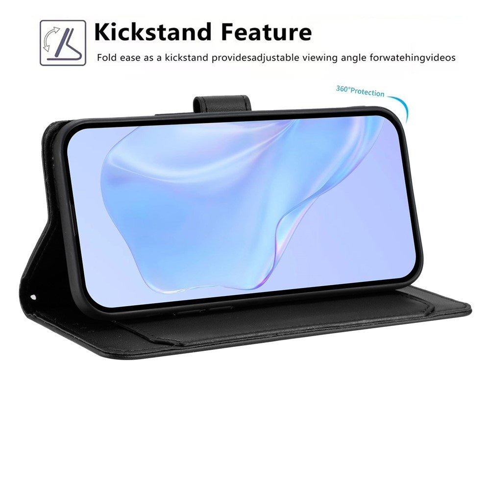 Motorola Moto G86 Power EIDERWOOD Kunstskinn Deksel med Stropp & Kortholder – Svart