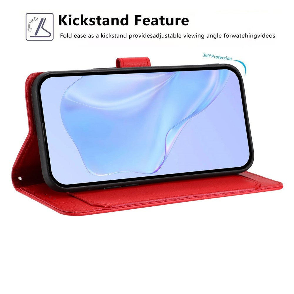 Motorola Moto G86 Power EIDERWOOD Kunstskinn Deksel med Stropp & Kortholder – Rød