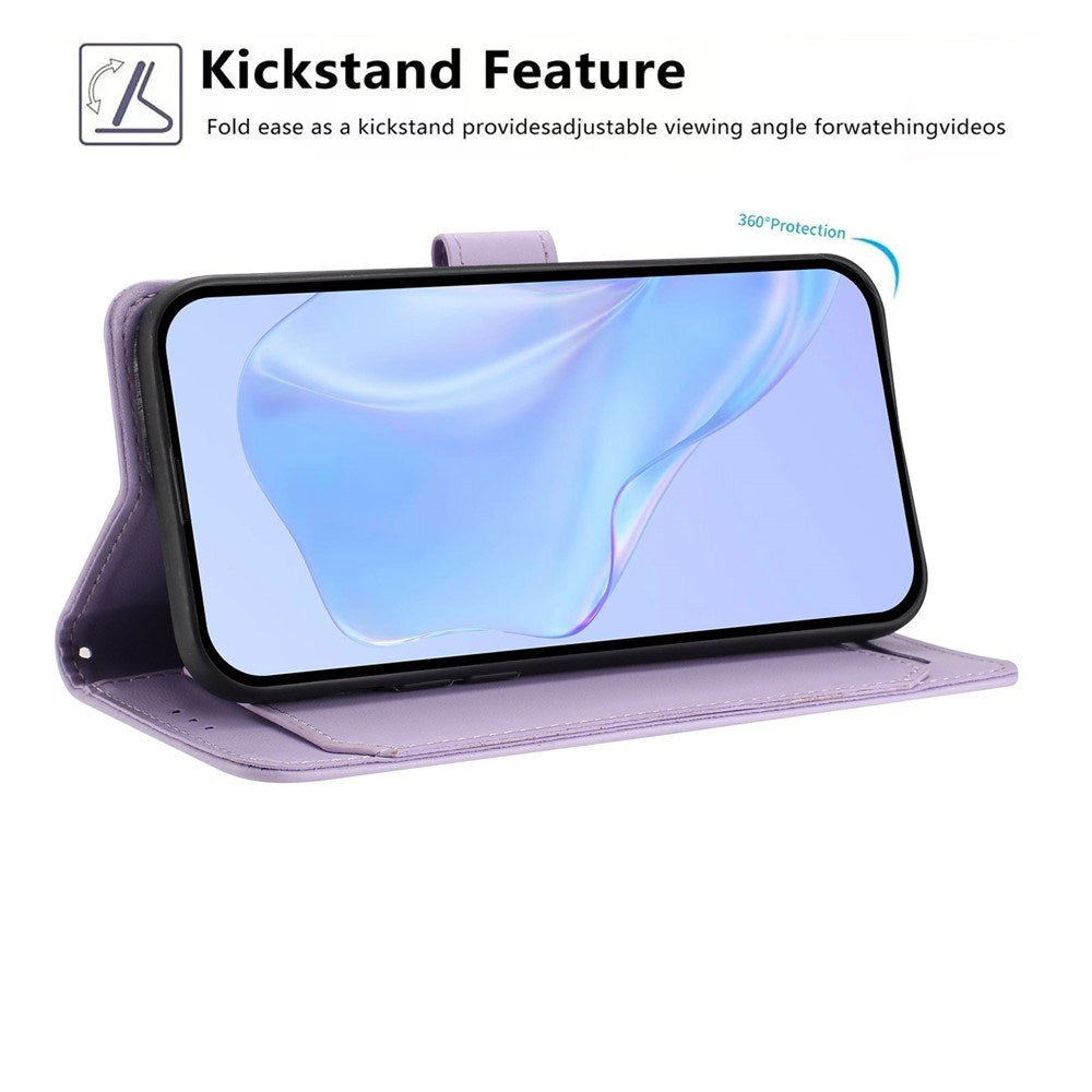 Motorola Moto G86 Power EIDERWOOD Kunstskinn Deksel med Stropp & Kortholder – Lilla