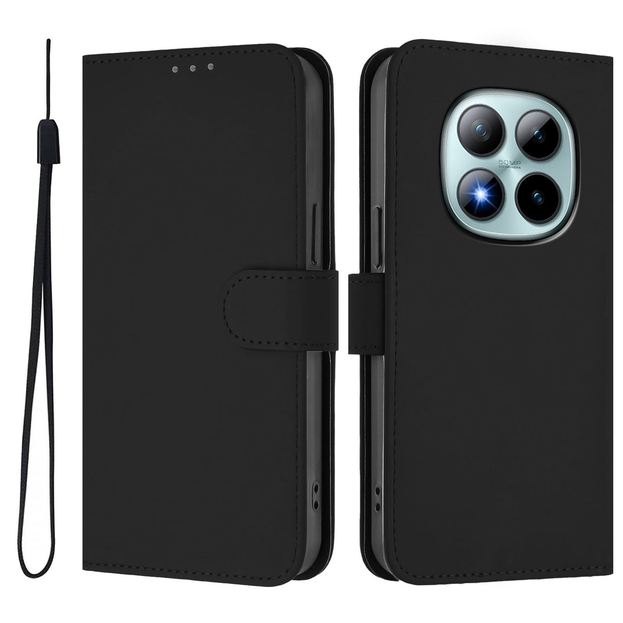 Xiaomi Redmi Note 15 Pro+ (Plus) / Poco M8 Pro (5G) EIDERWOOD Flip Deksel med Stropp - Svart