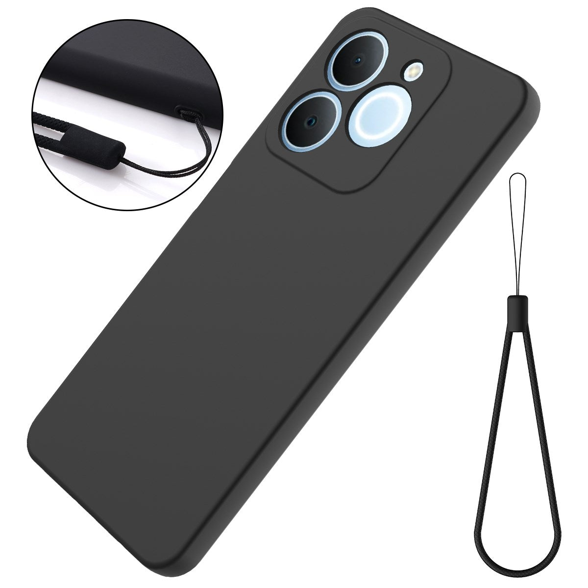 Realme Note 70T EIDERWOOD Fôret Silikon Deksel m. Stropp - Svart