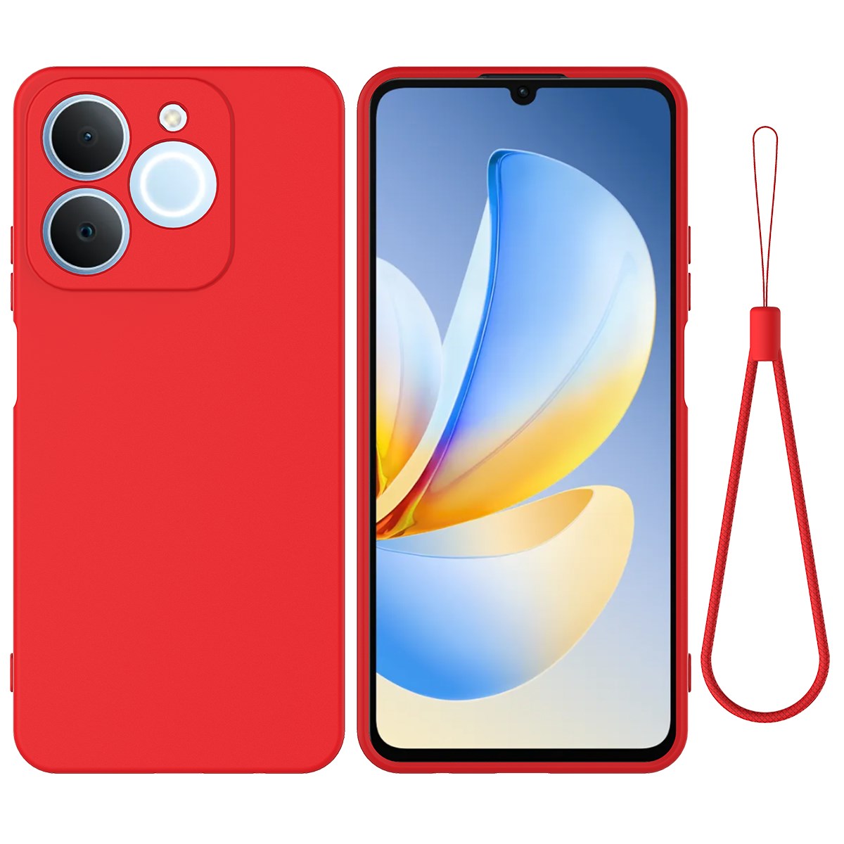 Realme Note 70T EIDERWOOD Fôret Silikon Deksel m. Stropp - Rød