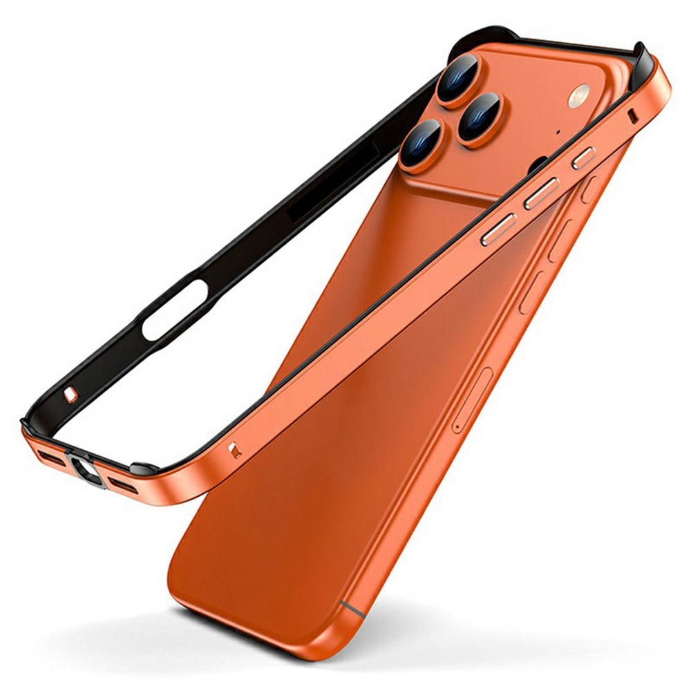 iPhone 17 Pro EIDERWOOD Metal Bumper Deksel m. Forsterkede Silikon Hjørner - Oransje