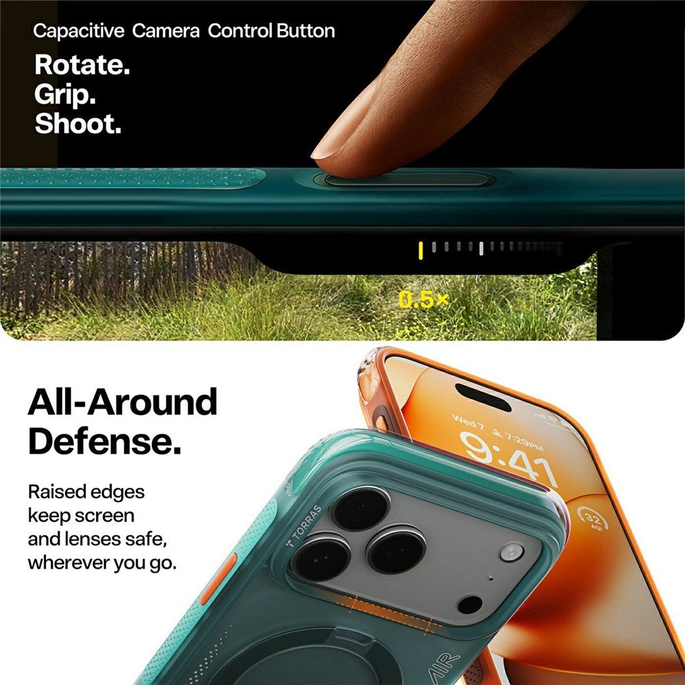 iPhone 17 Pro Max TORRAS Ostand Q3 Air Deksel med Kickstand - MagSafe Kompatibel - Grønn