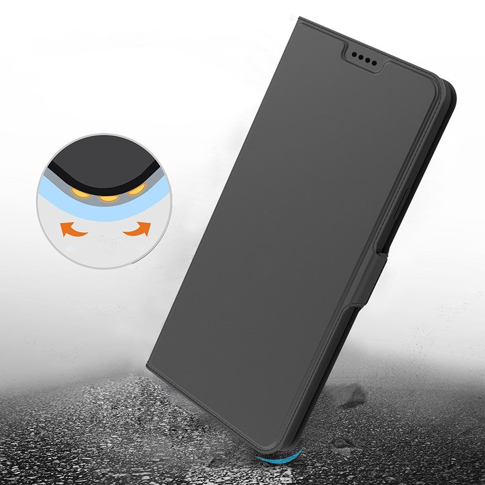 Realme Note 70T EIDERWOOD Kunstskinn Flip Deksel m. Korthållare & Stativfunksjon - Svart