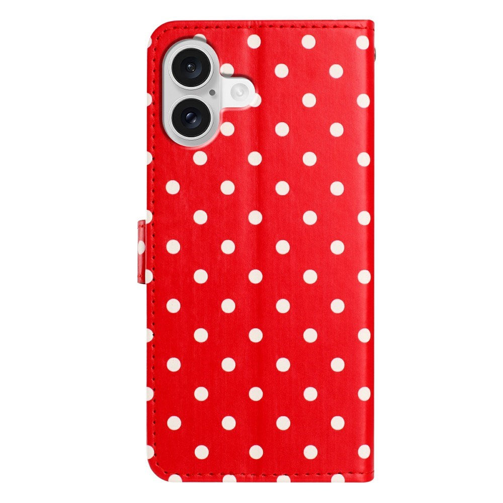 EIDERWOOD iPhone 17 Kunstskinn Flip Deksel m. Polka Design - Rød