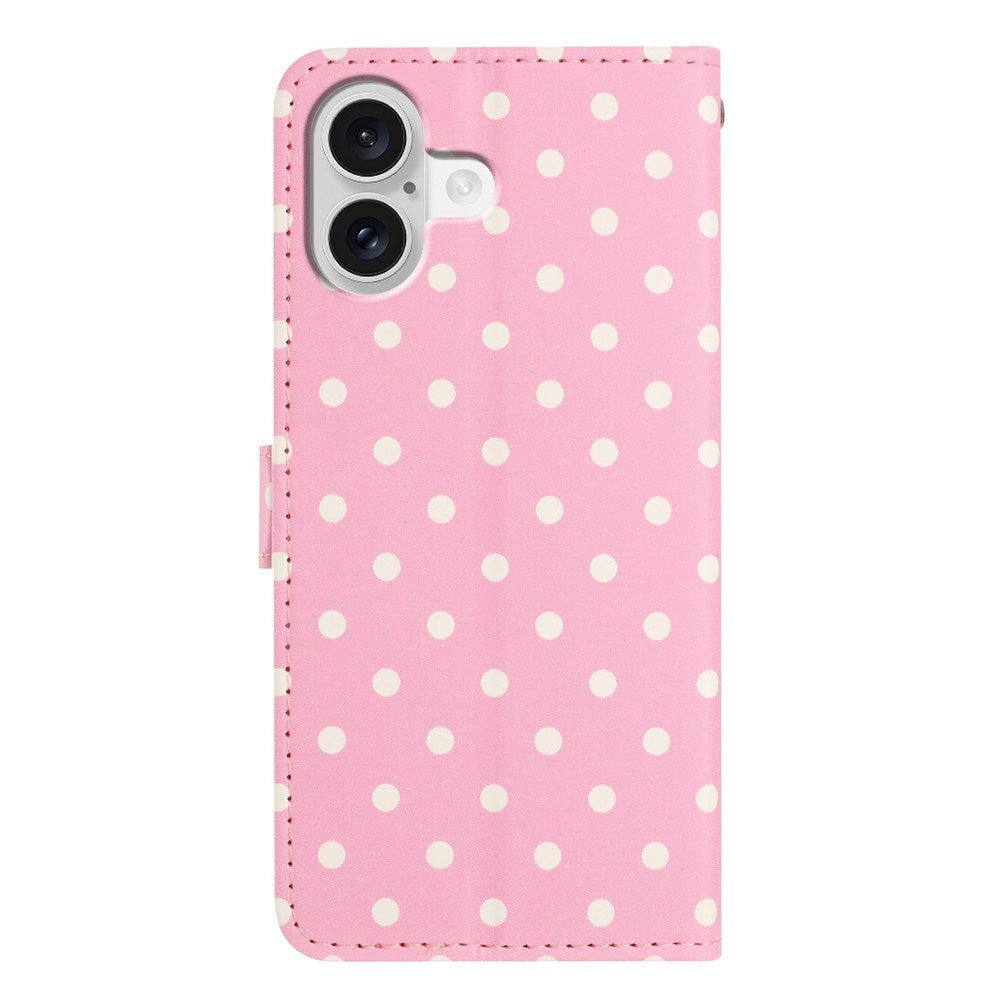 EIDERWOOD iPhone 17 Kunstskinn Flip Deksel m. Polka Design - Rosa