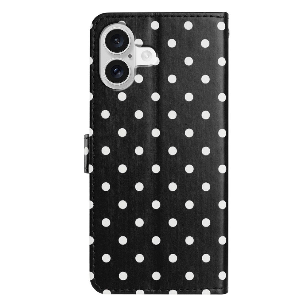 EIDERWOOD iPhone 17 Kunstskinn Flip Deksel m. Polka Design - Svart