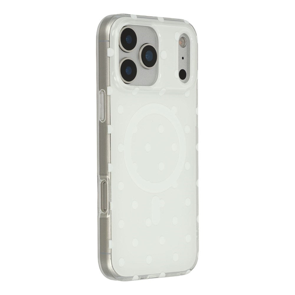EIDERWOOD iPhone 17 Pro Hybrid Deksel med Polka Design - MagSafe Kompatibel - Gjennomsiktig / Hvit