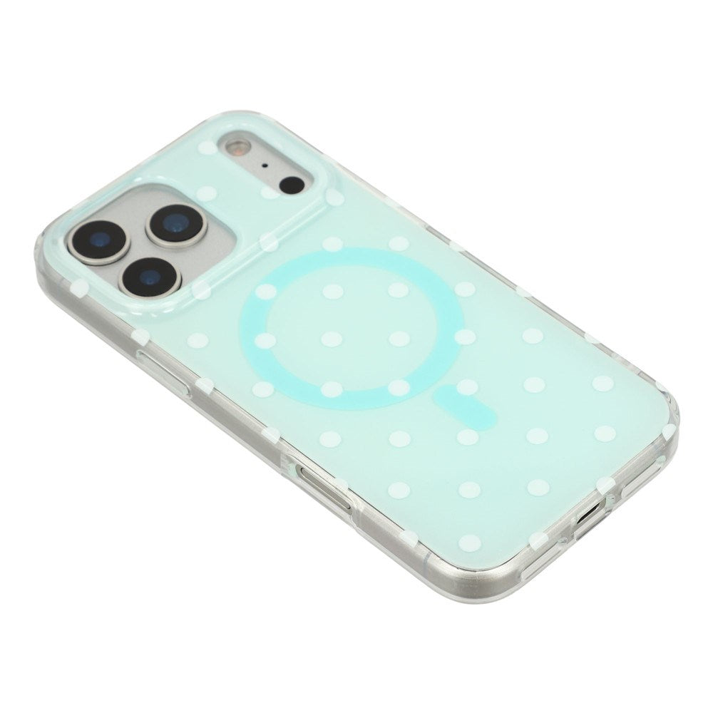 EIDERWOOD iPhone 17 Pro Hybrid Deksel med Polka Design - MagSafe Kompatibel - Gjennomsiktig / Turkis