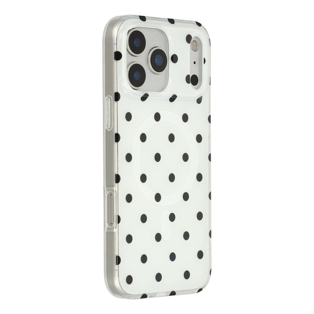 EIDERWOOD iPhone 17 Pro Hybrid Deksel med Polka Design - MagSafe Kompatibel - Gjennomsiktig / Svart