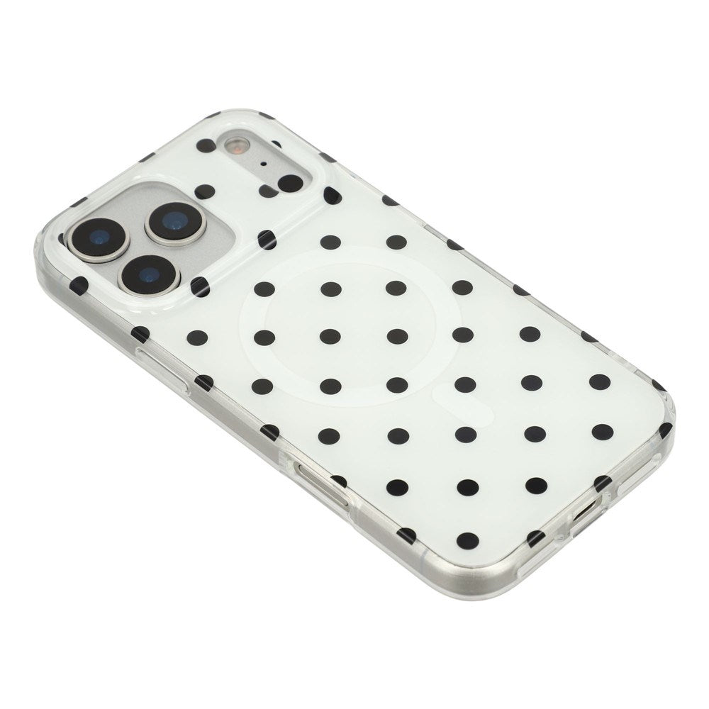 EIDERWOOD iPhone 17 Pro Hybrid Deksel med Polka Design - MagSafe Kompatibel - Gjennomsiktig / Svart