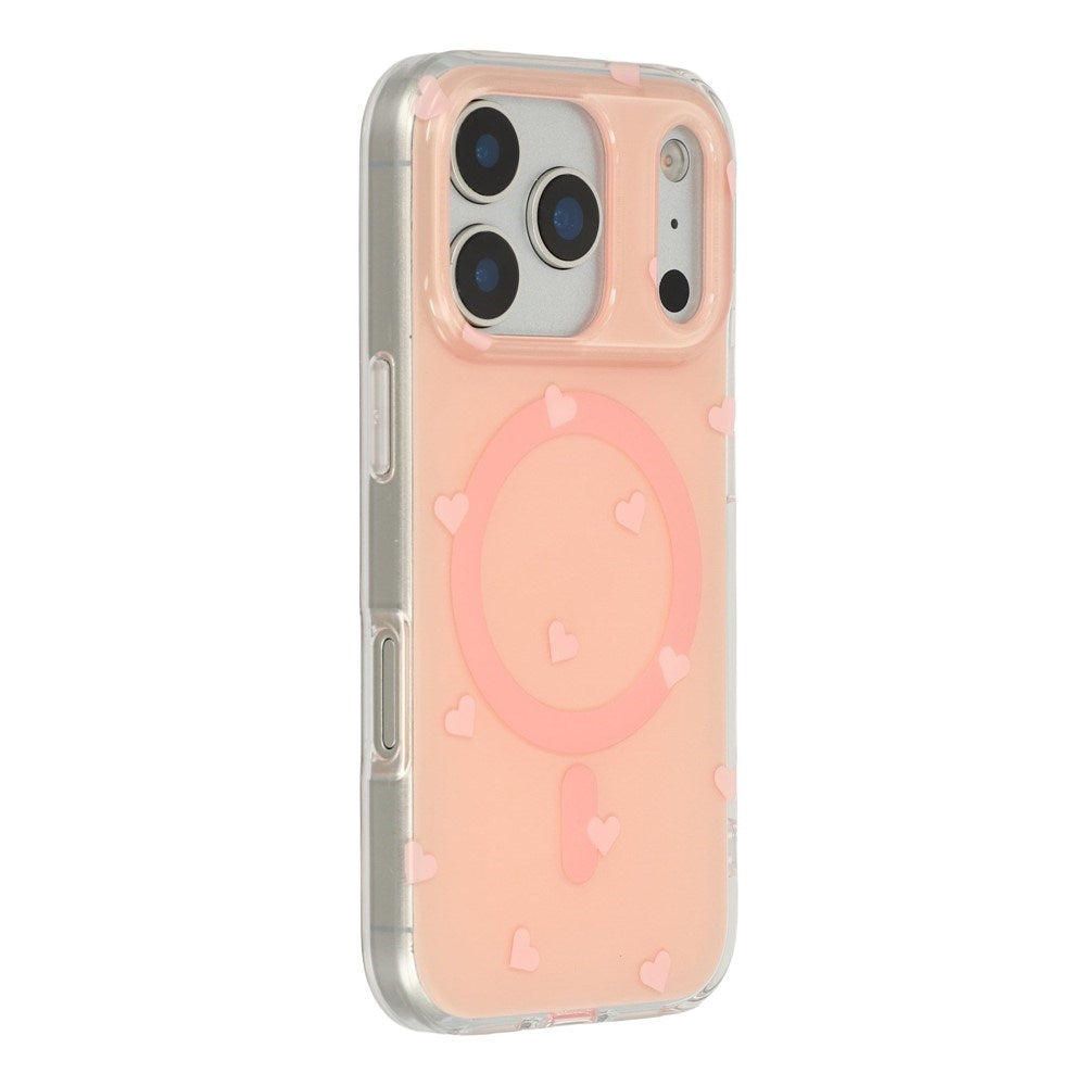 EIDERWOOD iPhone 17 Pro Hybrid Deksel med Polka Design - MagSafe Kompatibel - Gjennomsiktig / Rosa