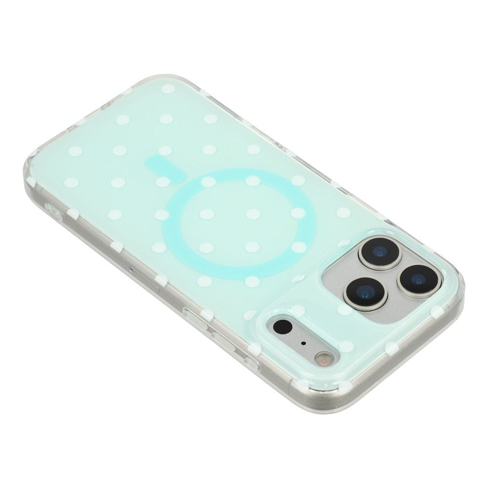 EIDERWOOD iPhone 17 Pro Max Hybrid Deksel med Polka Design - MagSafe Kompatibel - Gjennomsiktig / Turkis