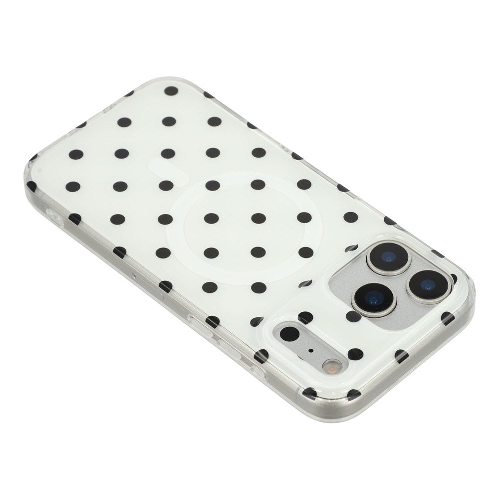 EIDERWOOD iPhone 17 Pro Max Hybrid Deksel med Polka Design - MagSafe Kompatibel - Gjennomsiktig / Svart