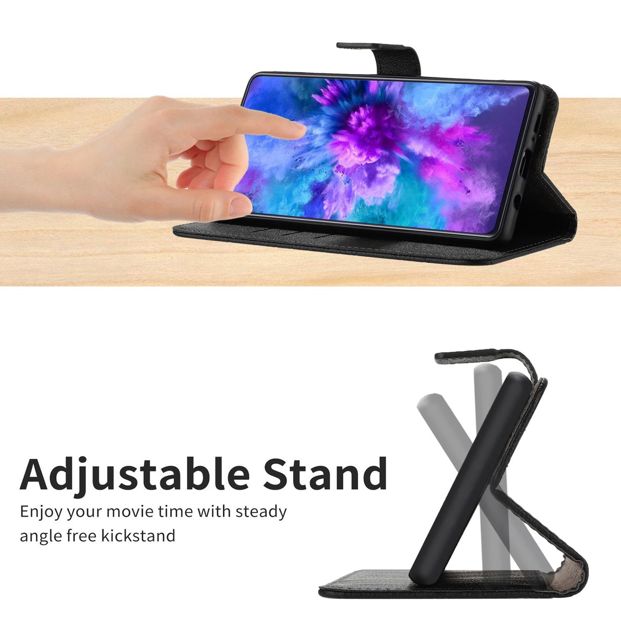 Honor Magic8 Lite EIDERWOOD Kunstskinn Flip Deksel m. Stropp – Svart