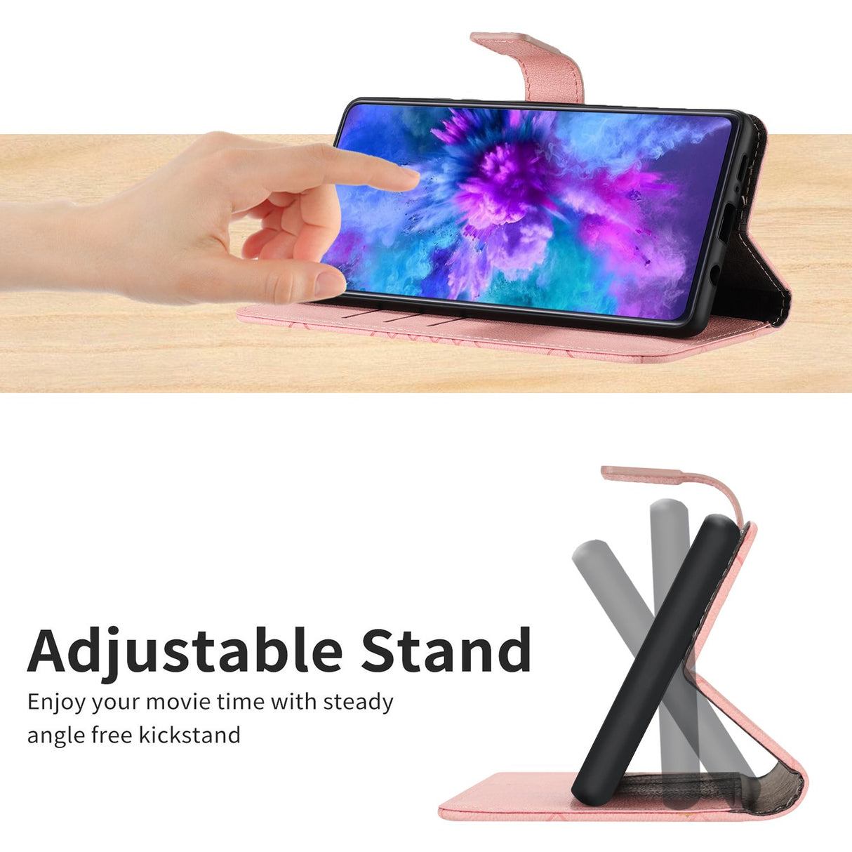 EIDERWOOD OnePlus 15 Flip Deksel i Kunstskinn med Trykk – Rosa