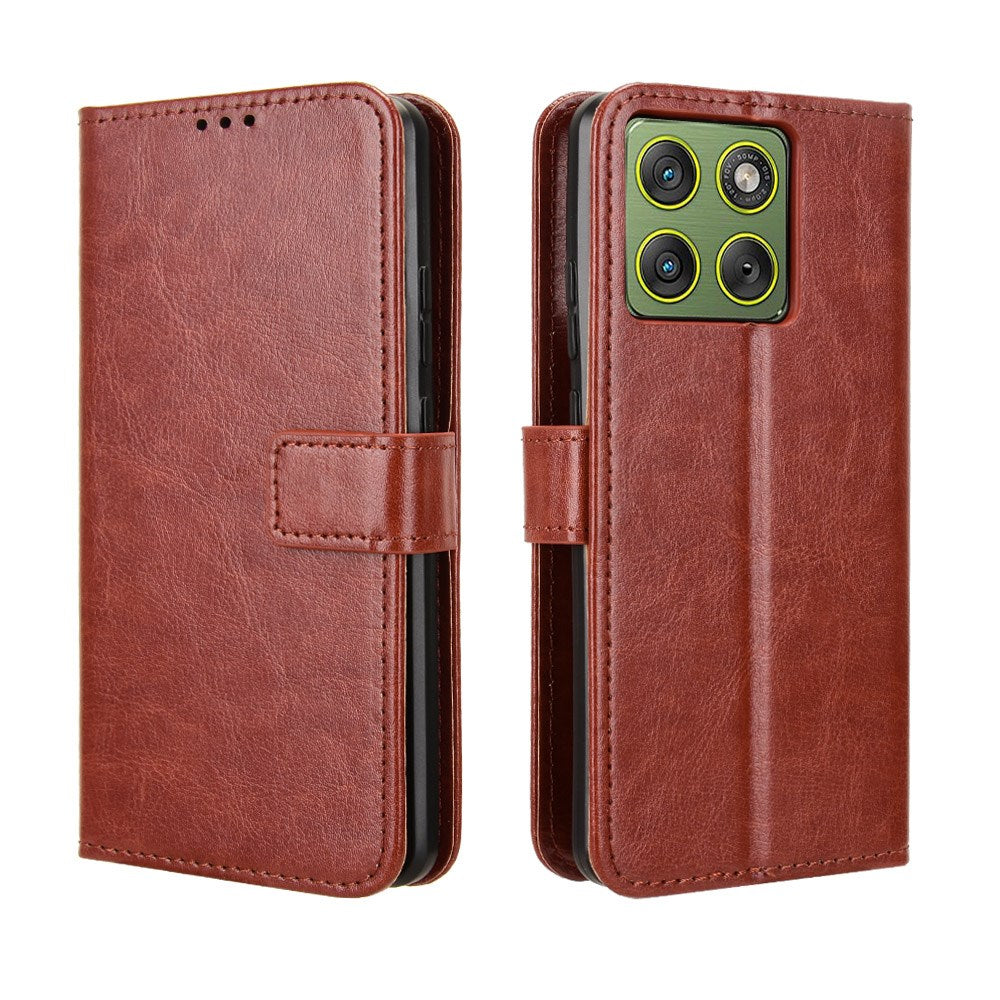 Motorola Edge 70 EIDERWOOD Kunstskinn Deksel med Stropp & Kortholder – Brun