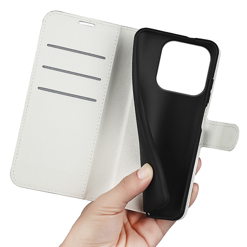 Xiaomi 17 EIDERWOOD Litchi Tekstur Kunstlær Flip Deksel m. Kortholder - Hvit