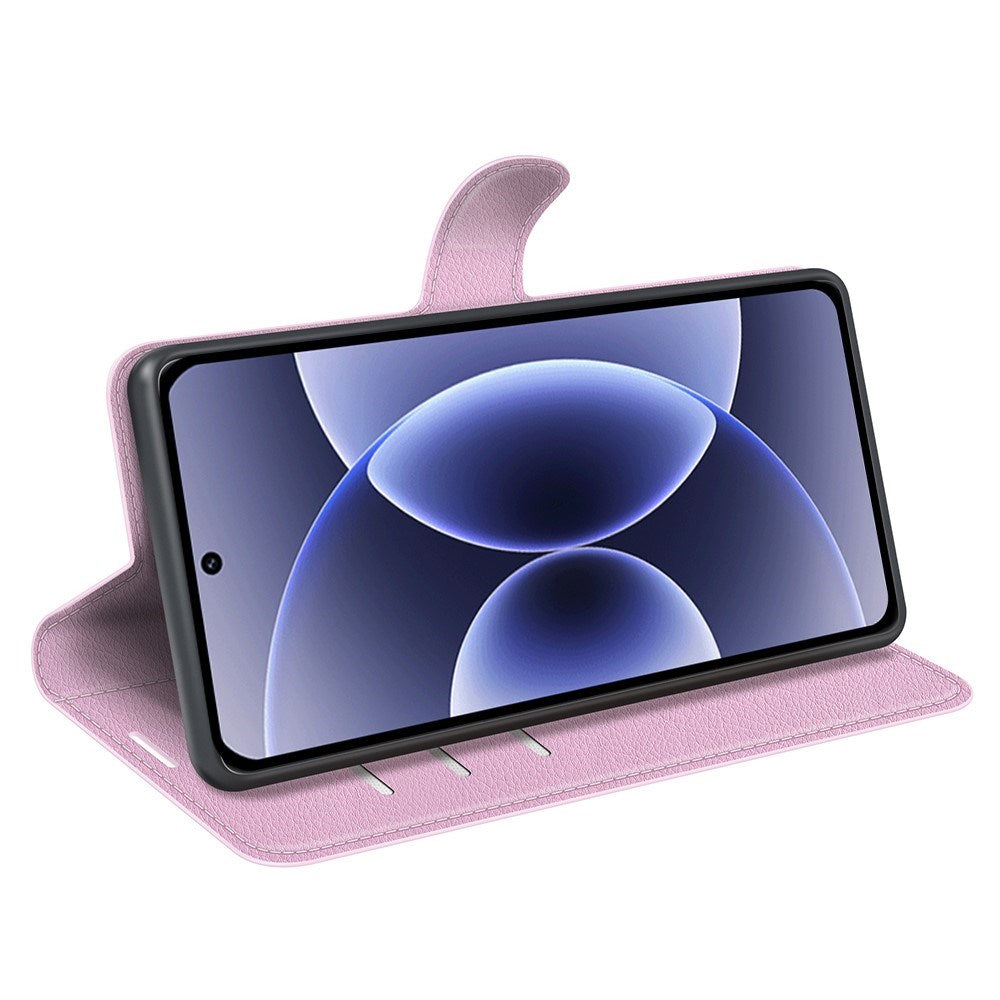 Xiaomi 17 EIDERWOOD Litchi Tekstur Kunstlær Flip Deksel m. Kortholder - Rosa