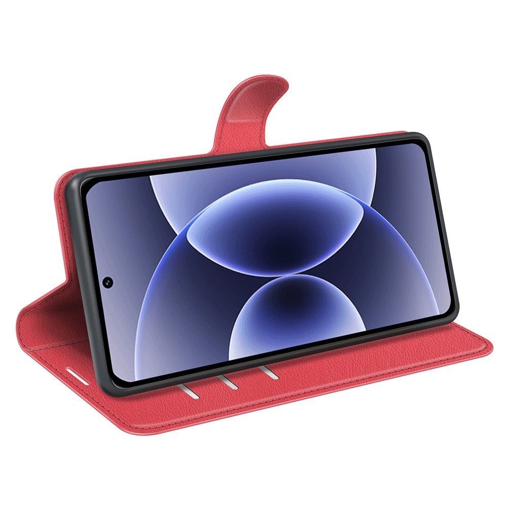 Xiaomi 17 EIDERWOOD Litchi Tekstur Kunstlær Flip Deksel m. Kortholder - Rød