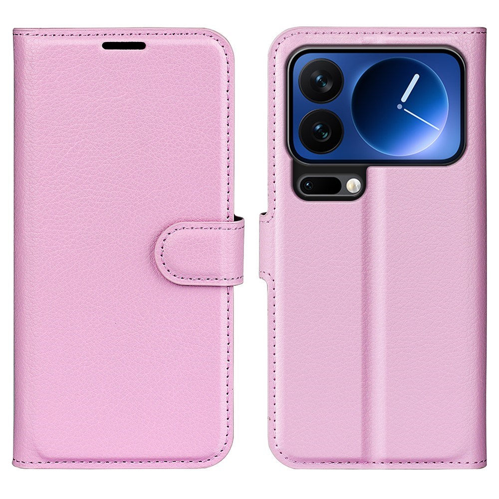 Xiaomi 17 Pro AMORUS Litchi Tekstur Kunstlær Flip Deksel m. Kortholder - Rosa