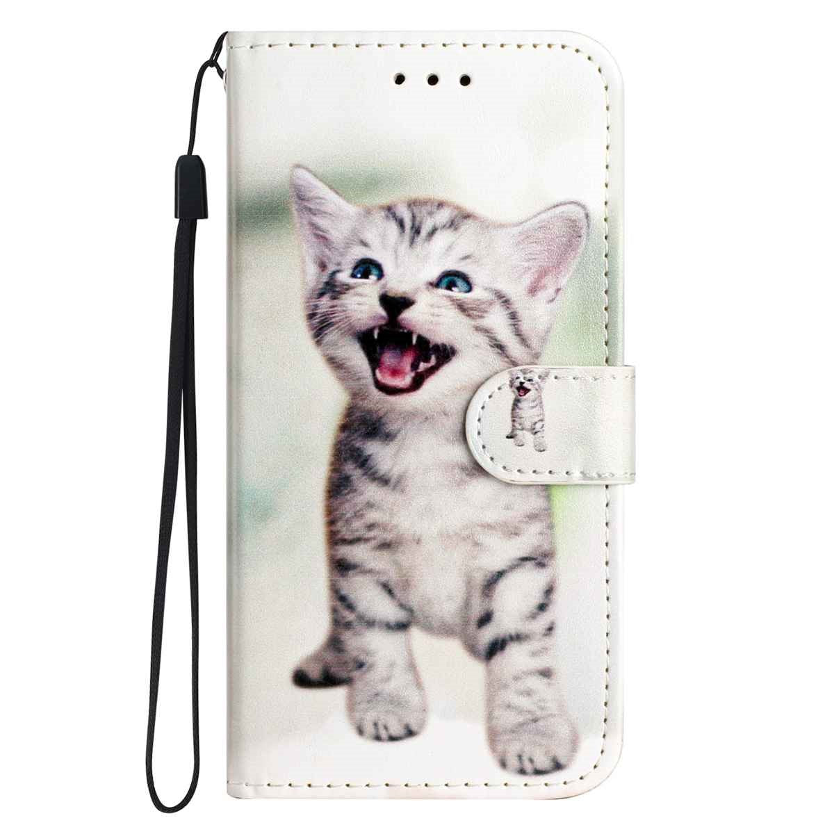 Samsung Galaxy A57 EIDERWOOD Kunstskinn Flip Deksel m. Mønster & Stropp - Katt