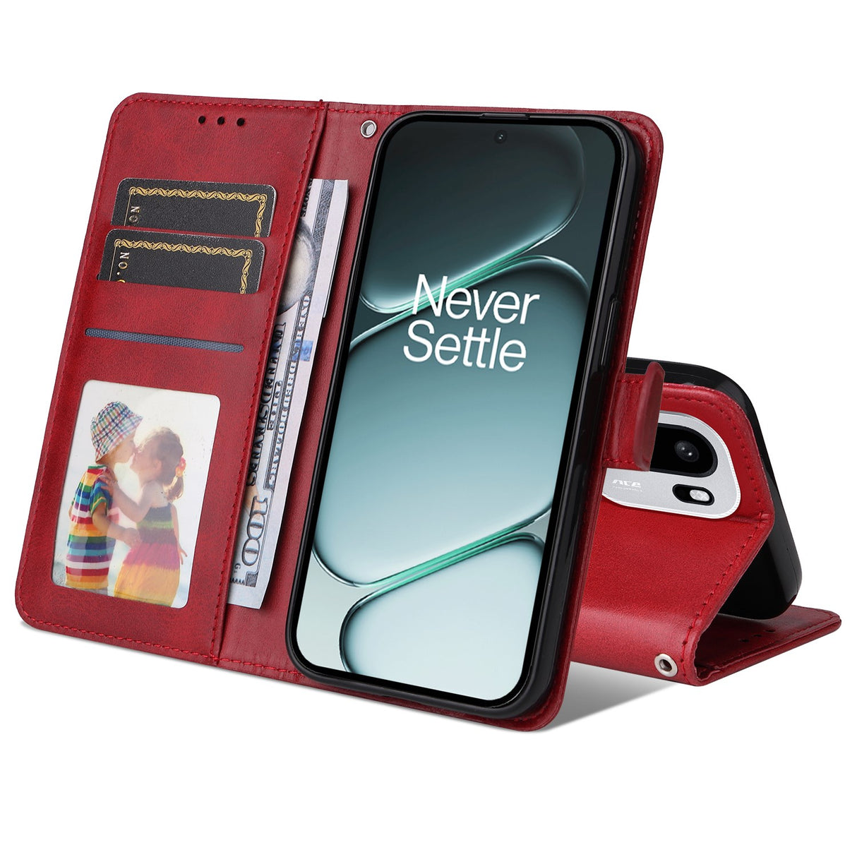 EIDERWOOD OnePlus 15R Kunstskinn Flip Deksel m. Strop - Rød