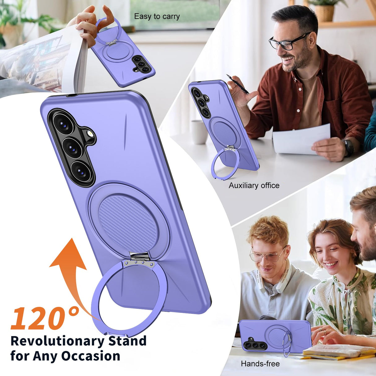 Samsung Galaxy S26 EIDERWOOD Hybrid Plast Deksel m. Roterende Kickstand – Lilla