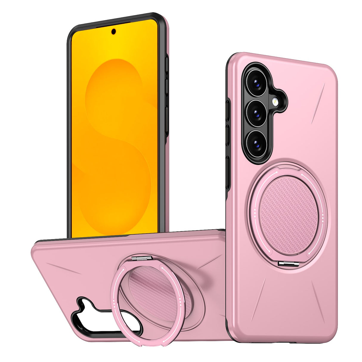 Samsung Galaxy S26 EIDERWOOD Hybrid Plast Deksel m. Roterende Kickstand – Rosa