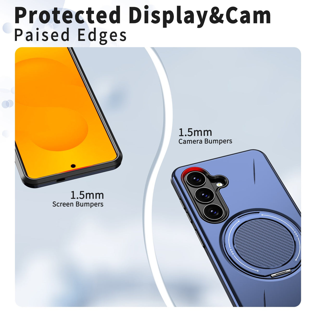 Samsung Galaxy S26 EIDERWOOD Hybrid Plast Deksel m. Roterende Kickstand – Blå