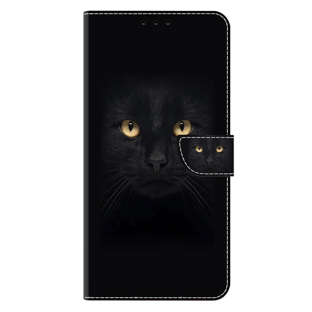 Samsung Galaxy A57 EIDERWOOD Flip Deksel med Kortholder & Stativfunksjon - Svart Katt