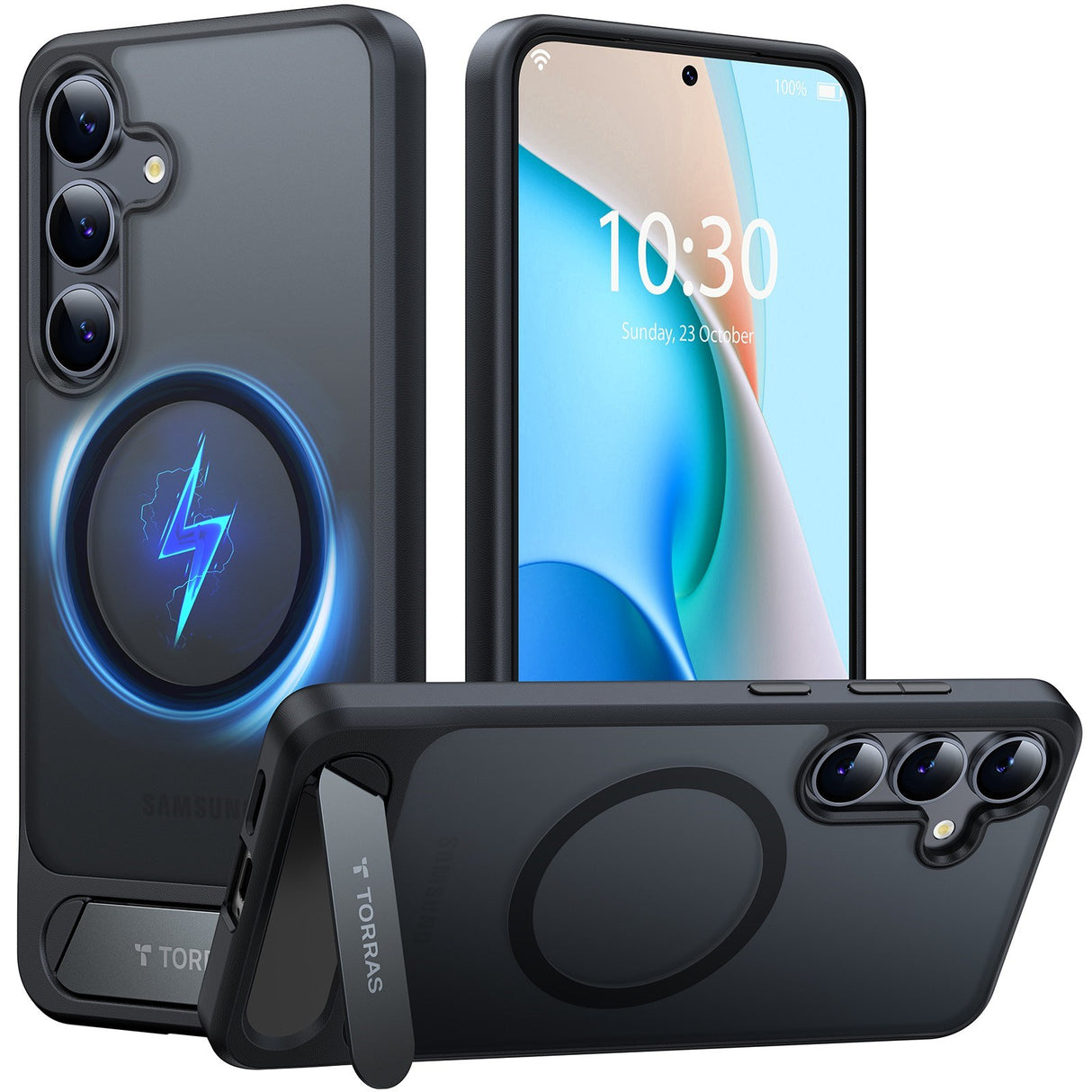 Samsung Galaxy S26+ (Plus) TORRAS Ostand L1 Hybrid Plast Deksel m. Ståfunksjon - MagSafe Kompatibel - Svart