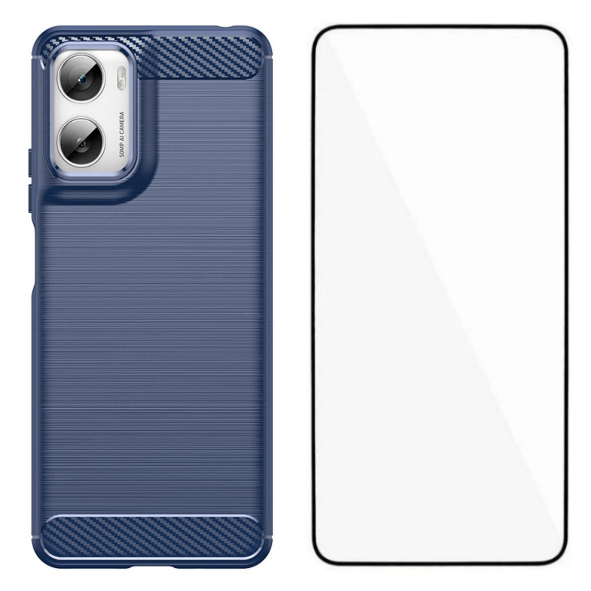 Motorola Moto G06 / G06 Power EIDERWOOD Carbon Fiber Deksel med Skjermbeskyttelse - Blå