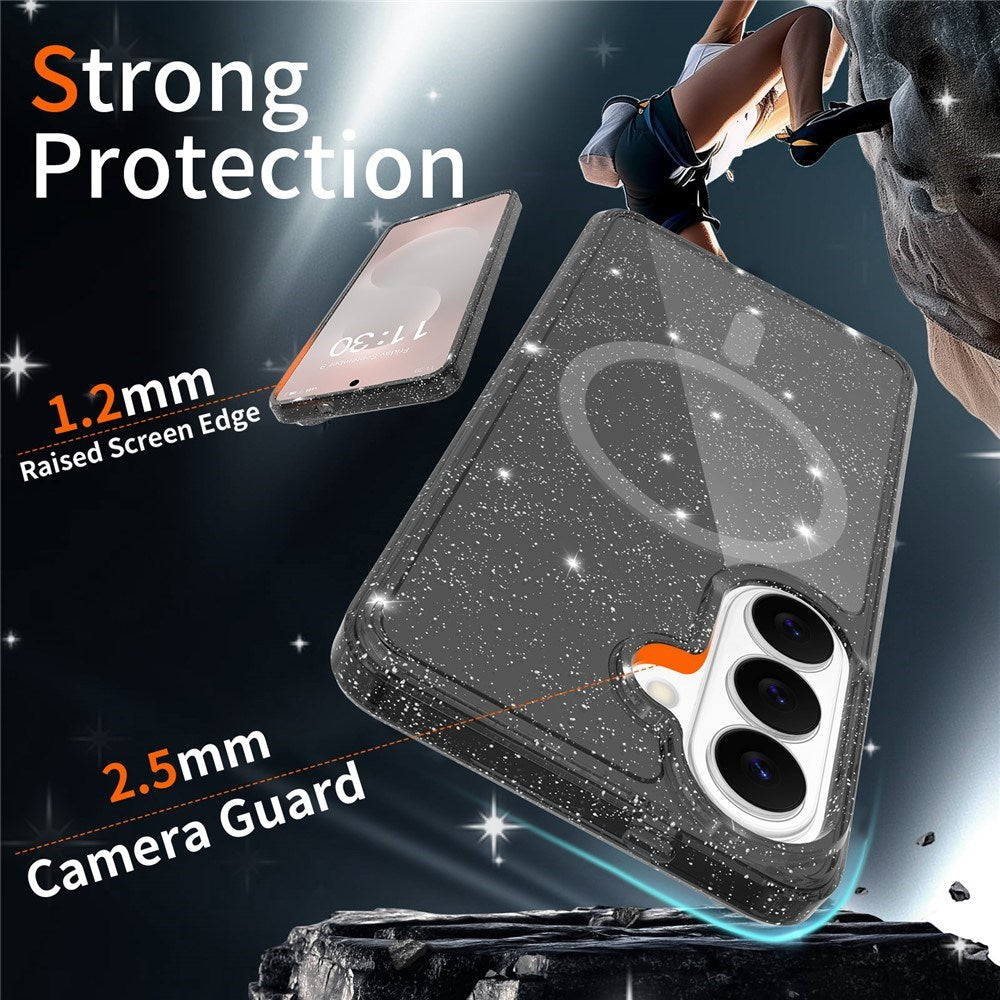 Samsung Galaxy S26 EIDERWOOD Magnetisk Plast Glitter Deksel - MagSafe Kompatibel - Gjennomsiktig / Svart