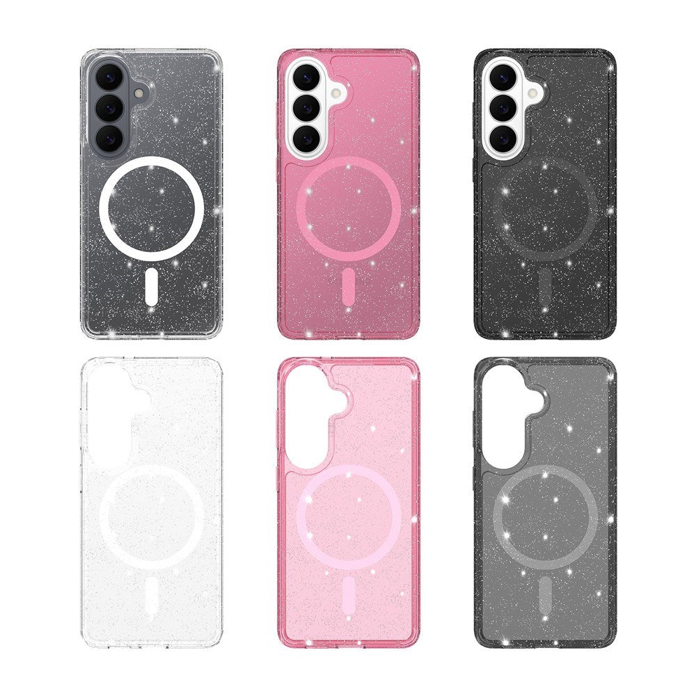 Samsung Galaxy S26 EIDERWOOD Magnetisk Plast Glitter Deksel - MagSafe Kompatibel - Gjennomsiktig / Svart