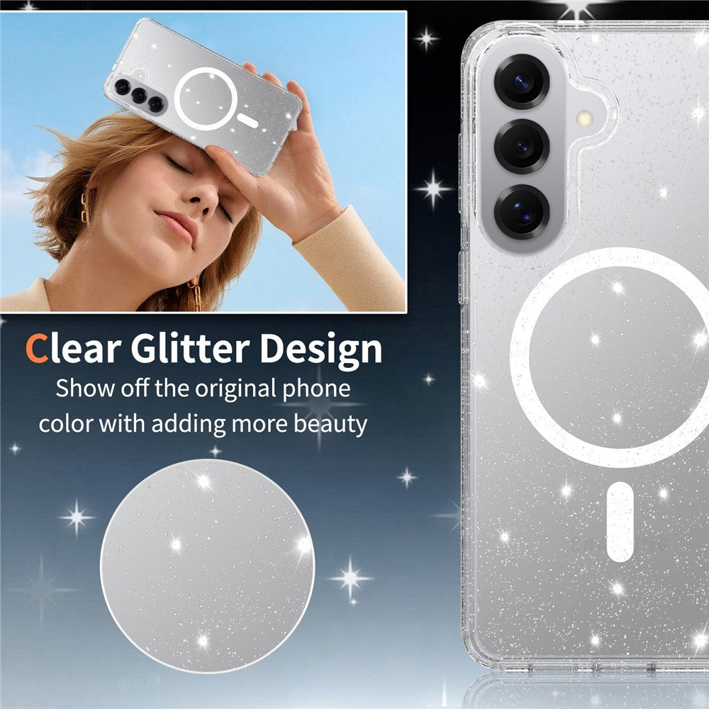 Samsung Galaxy S26+ (Plus) EIDERWOOD Magnetisk Plast Glitter Deksel - MagSafe Kompatibel - Gjennomsiktig