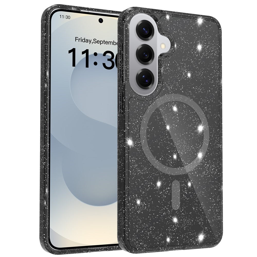 Samsung Galaxy S26+ (Plus) EIDERWOOD Magnetisk Plast Glitter Deksel - MagSafe Kompatibel - Gjennomsiktig / Svart