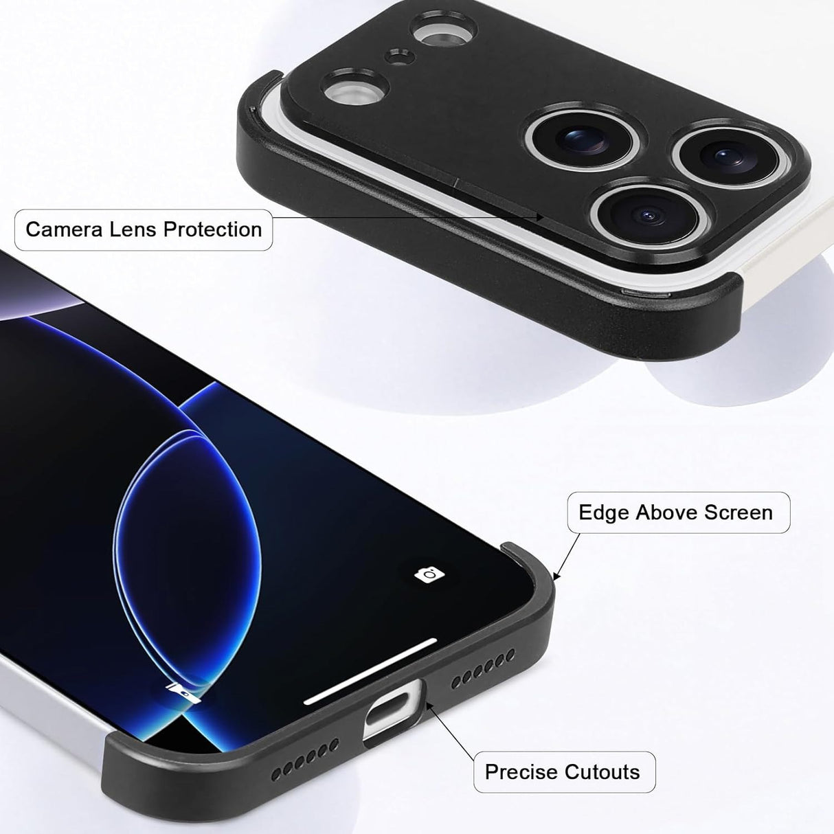 iPhone 17 Pro Todelt Bumper Deksel m. Kamerabeskytter - Svart
