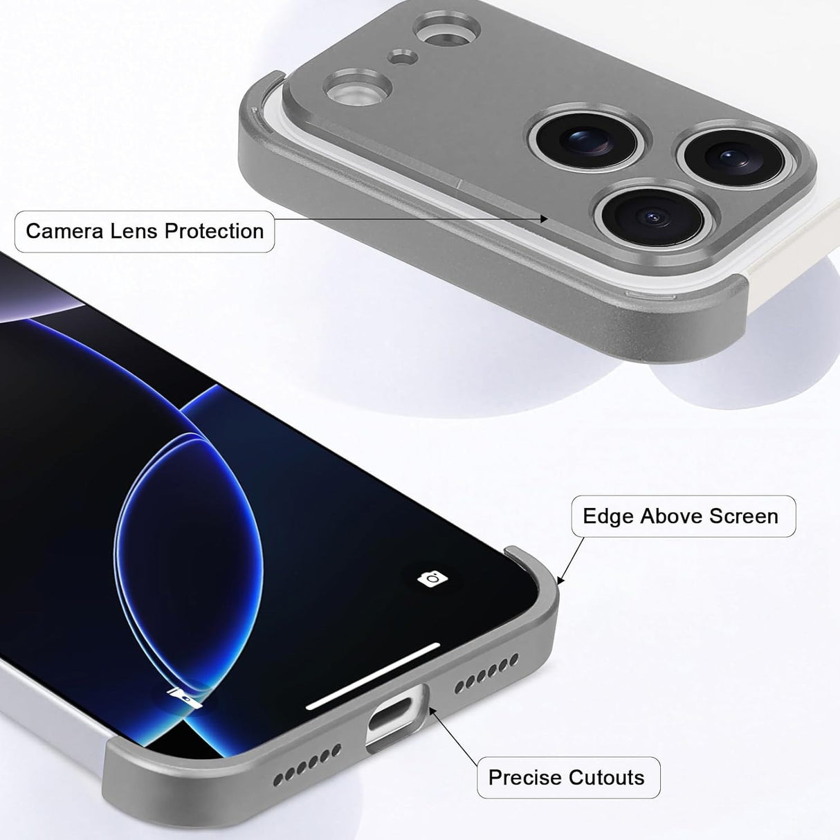 iPhone 17 Pro Todelt Bumper Deksel m. Kamerabeskytter - Grå