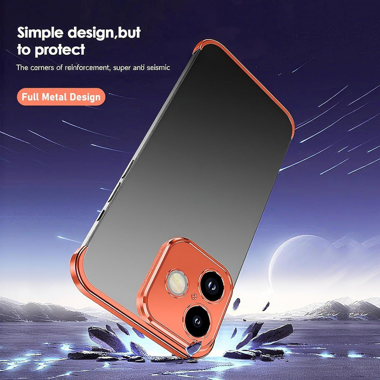 iPhone 17 Todelt Bumper Deksel m. Kamerabeskytter - Oransje