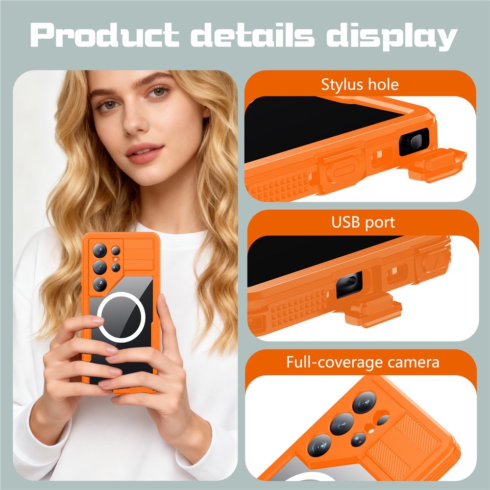 Samsung Galaxy S26 Ultra Redpebber Vanntett Hybrid Plast Deksel – MagSafe Kompatibel – Oransje