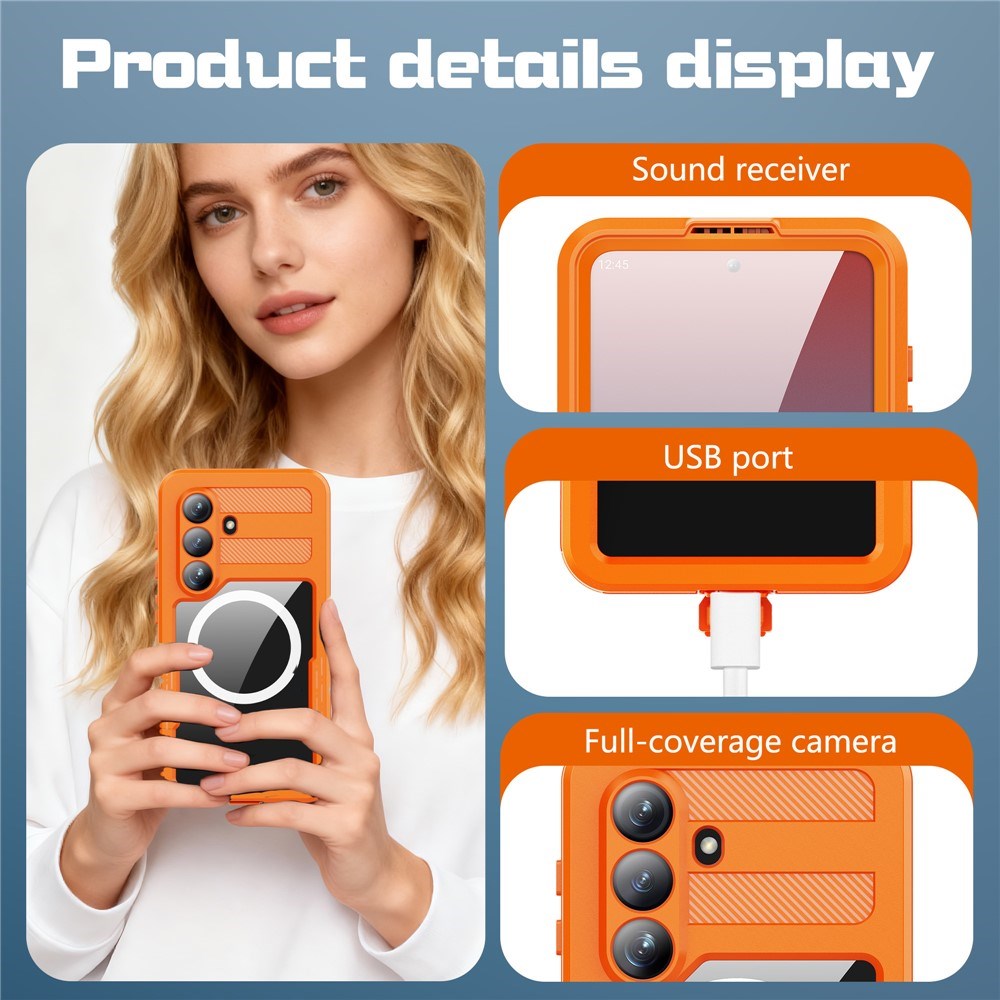 Samsung Galaxy S26 Redpebber Vanntett Hybrid Plast Deksel – MagSafe Kompatibel – Oransje