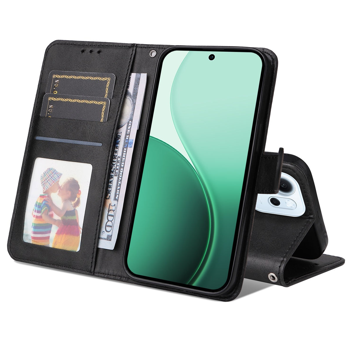 OPPO Reno15 F (5G) EIDERWOOD Kunstskinn Flip Deksel m. Stropp - Svart