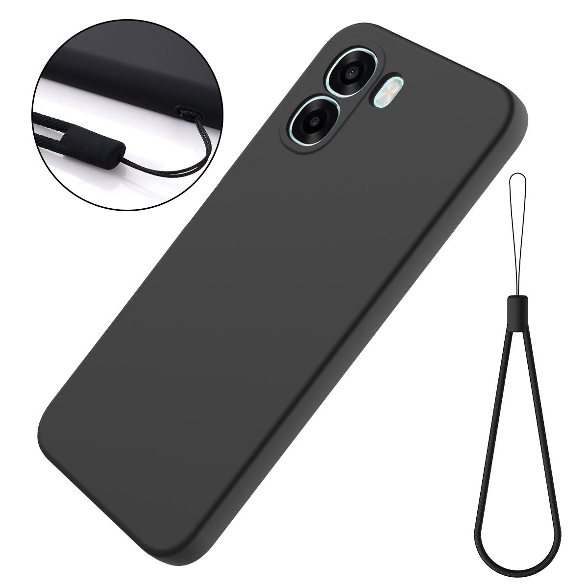 OPPO A6x EIDERWOOD Silikon Deksel med Stropp - Svart