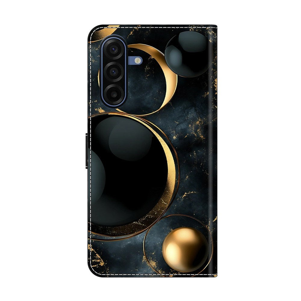 Samsung Galaxy A57 EIDERWOOD Kunstskinn Deksel med Innebygd Kortholder & Stativfunksjon - Gullringer