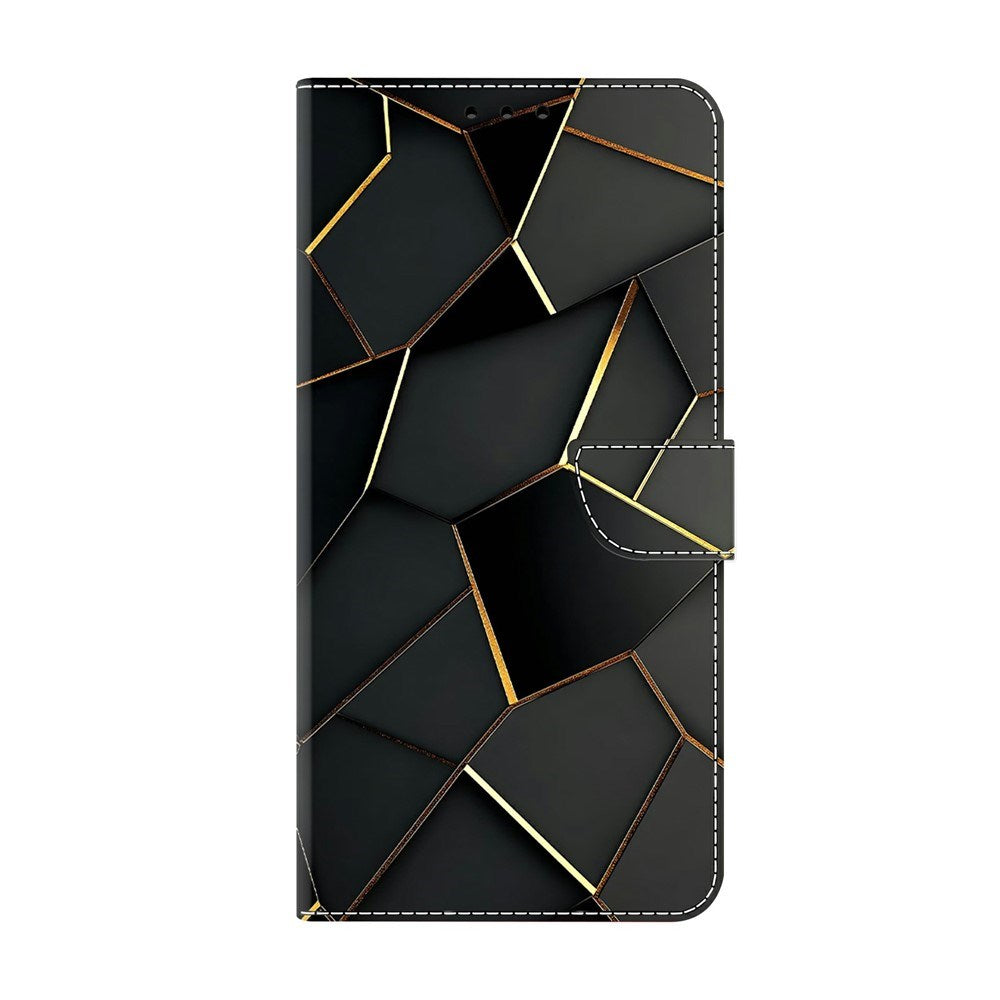 Samsung Galaxy A57 EIDERWOOD Kunstskinn Deksel med Innebygd Kortholder & Stativfunksjon - Svart / Gull
