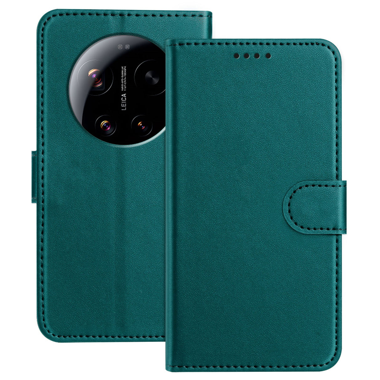 Xiaomi 17 Ultra EIDERWOOD Kunstskinn Flip Deksel m. Kortholder & Stativfunksjon - Grønn