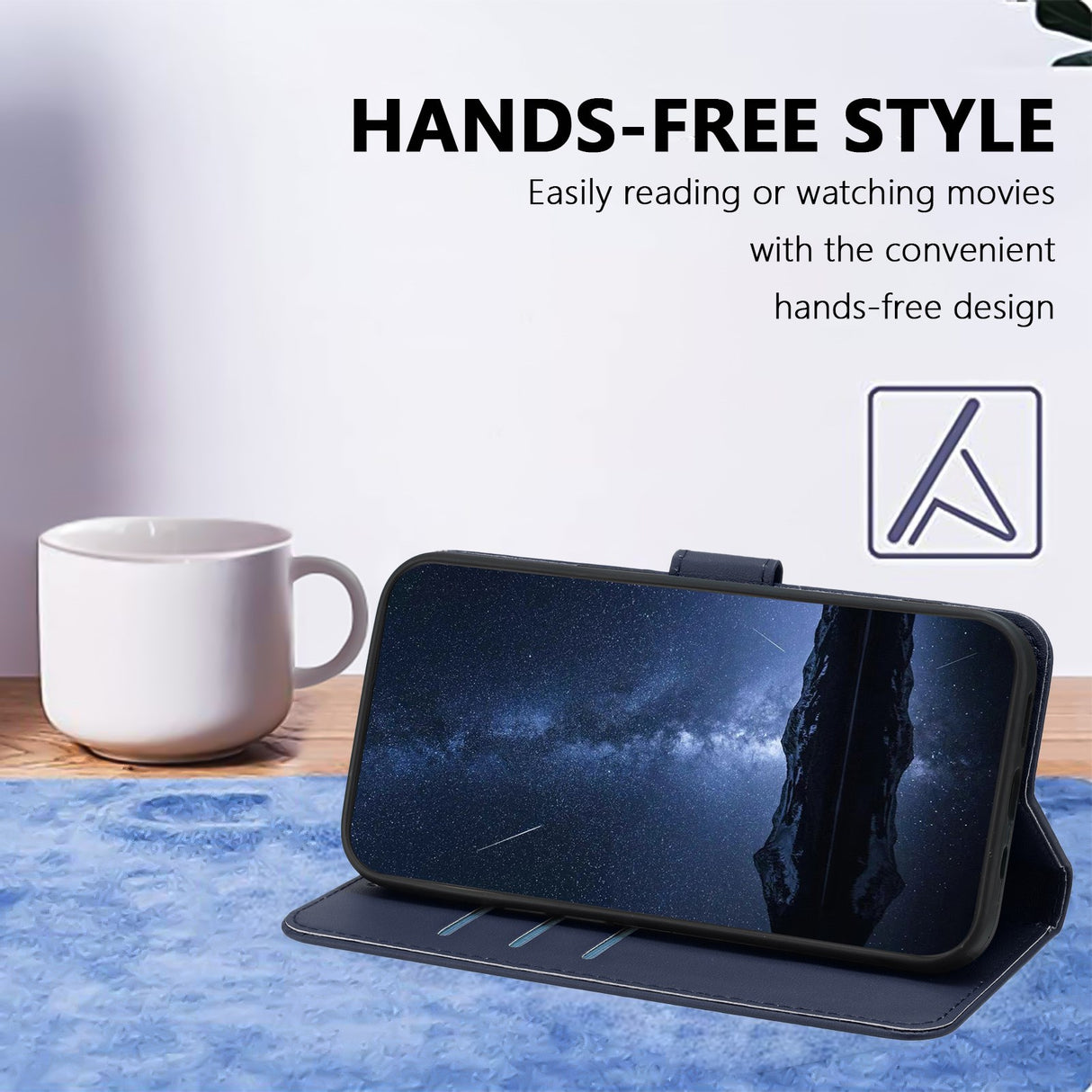 Xiaomi 17 Ultra EIDERWOOD Kunstskinn Flip Deksel m. Kortholder & Stativfunksjon - Blå