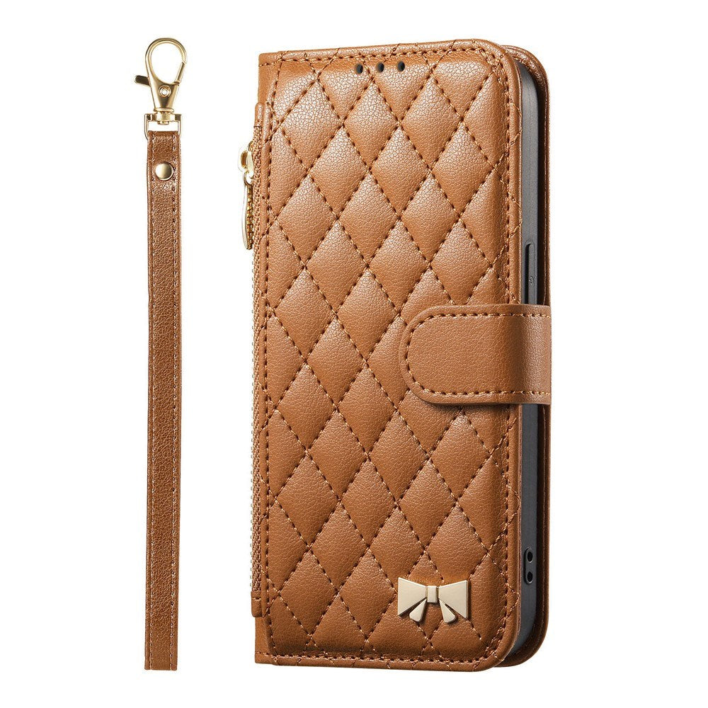 iPhone 18 Pro Max / 17 Pro Max EIDERWOOD Kunstskinn Flip Deksel m. Tekstur & Stropp - Brun